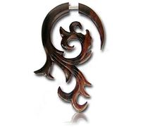 Faux Piercing Sono bois décorée crochet en spirale brun Chic-Net texture nickel plug bouchons d'oreille libre