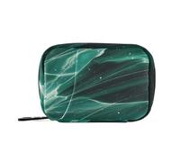 Faux pilulier à paillettes effet marbre vert marine pour médicaments avec compartiments détachables, organiseur pratique à fermeture éclair pour sac à main