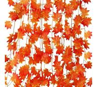 Faux pour Maple Guirlande Artificielle Rouge pour Décoration Automne Mariage Décoration Murale Feuilles Décor - 12pcs pour Feuille Vigne Automne Maison avec Texture Réaliste et Facile à Transporter
