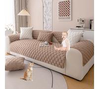 Faux Rabbit Fur Couch Cover L Shape Soft Fluffy Plush Sectional Sofa Cover Solid Color Couch Slipcover Non Slip Sofa Slipcover Furniture Protector for Kids Dogs,Gray,70 * 90cm/27.6 * 35.4in(Curry,110*