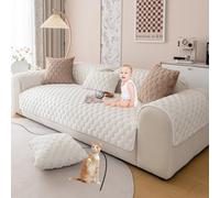 Faux Rabbit Fur Couch Cover L Shape Soft Fluffy Plush Sectional Sofa Cover Solid Color Couch Slipcover Non Slip Sofa Slipcover Furniture Protector for Kids Dogs,Gray,70 * 90cm/27.6 * 35.4in(White,90*2
