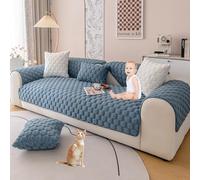 Faux Rabbit Fur Couch Cover L Shape Soft Fluffy Plush Sectional Sofa Cover Solid Color Couch Slipcover Non Slip Sofa Slipcover Furniture Protector for Kids Dogs,Gray,70 * 90cm/27.6 * 35.4in(Blue,70*90