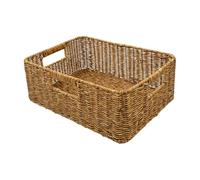 Faux Rattan Storage Basket - 38x26x13cm Woven Waterproof Organizer | Rustic PP Laundry Basket, Trattan Weaving Storage Baskets, Decorative Home Container For Bathroom Bedroom Kitchen Pantry Dorm