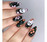 Faux sabots sur le thème d'Halloween avec finition terne mettant en valeur de jolis spectres et motifs floraux dans des tons rose citron