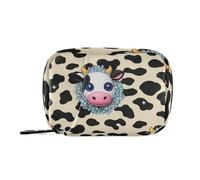Faux sac à médicaments à paillettes imprimé vache léopard pour sac à main avec compartiments amovibles amovibles 7 jours pilulier organisateur pour sac à main