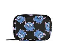 Faux sac à médicaments noir à paillettes avec compartiments détachables, organiseur de pilules quotidien pratique pour sac à main, Faux paillettes dessin animé monstre noir, Taille unique