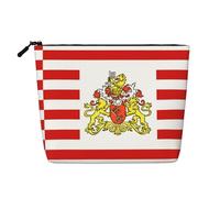 Faux sac de maquillage en chanvre avec drapeau du Sénat de Brême, mignon et léger pour femme, 100 % polyester, imperméable, grande capacité, parfait pour les voyages et un usage quotidien