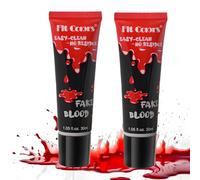 Faux Sang 60ml, Halloween Maquillage pour Visage Fake Blood, Faux Sang Lavable, Effet réaliste, Maquillage de Faux Sang Lavable pour vêtements, Zombie, Vampire et déguisement