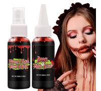 Faux sang d'Halloween - Réaliste - Lavable - Effrayant Vampire Undead 2X | Lot de 2 faux sang pour Halloween, maquillage, scène, film d'horreur, vampire | Déguisement de mariée