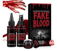 Faux Sang Kit 3 Pièces (Spray 50ml + Gouttes 50ml + Gel 30ml)