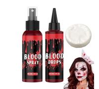 Faux Sang | Kit de Maquillage Hémoglobine - Spray Maquillage Visage Unisexe pour Vampire Zombie Cosplay Déguisement Accessoires Masqué