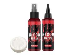 Faux Sang,Kit de Maquillage Sanglant | Nettoyant Savon Spray Accessoires Masquerade Peinture Visage Hommes Femmes Costume Vampire Zombie