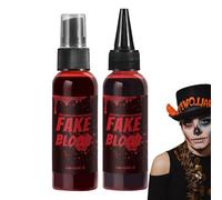 Faux sang lavable, faux sang d'Halloween - Kit de faux sang liquide de maquillage d'Halloween - Maquillage de faux sang sûr et inoffensif pour les drames, l'enseignement du maquillage, les films, Hall