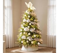 Faux Sapin De Noël Artificiel,Décorations Noël En Forme Papillon Blanc | Une Base En Métal Robuste Avec Un Design De Feuillage Luxuriant,Parfaite Les Fêtes(2.1m/82.7in,Fence)