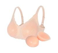Faux sein silicone Soutien-gorge forme poitrine plate poitrine plus dodue bonnet A/B/C/D/E/F détachable(Skin,S 75A)