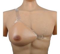 Faux Seins artificiels en Silicone pour Mastectomie avec Sangle de Soutien-Gorge réglable, Jeu de rôle Faux Seins Renforceur De Buste avec des Bretelles (Color : Brown, Taille : L)