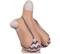 Faux Seins, Fausses plaques de Poitrine réalistes pour travestis, Faux Seins pour Drag Queen, Formes de Poitrine/Blanc Ivoire/H/Bonnet