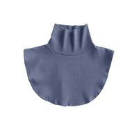 Faux sous-vêtements d'hiver tricotés de couleur unie pour femme, écharpe chaude, col en cascade, cache-cou, bleu, Taille unique