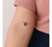 Faux Tatouage ABEILLE - Temporalis® | Tatouage Ephemere Femme et Homme - Cosmétique Certifié UE, Encre Vegan & Waterproof - Dure 1 à 2 semaines [ Tattoo Abeille minimaliste ]