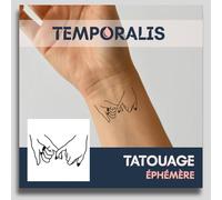 Faux Tatouage AMOUR - Temporalis® | Tatouage Ephemere Femme et Homme - Cosmétique Certifié UE, Encre Vegan & Waterproof - Dure 1 à 2 semaines [ Tattoo Doigts entrelacés ]