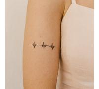 Faux Tatouage Battement DeTatouage Ephemere Femme Et Homme-Cosmétique Certifié Ue,Encre Vegan & Waterproof-Dure 1 À 2 Semaines [ Tattoo Rythme Cardiaque ]