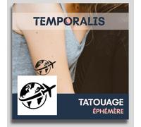 Faux Tatouage Coeur - ® Tatouage Ephemere Femme Et Homme ¿ Cosmétique Certifié Ue, Encre Vegan & Waterproof ¿ Dure 1 À 2 Semaines [ Tattoo Coeur Et Avion ]