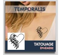 Faux Tatouage COEUR - Temporalis® | Tatouage Ephemere Femme et Homme - Cosmétique Certifié UE, Encre Vegan & Waterproof - Dure 1 à 2 semaines [ Tattoo Coeur avec une aile ]