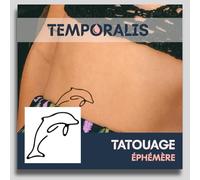 Faux Tatouage DAUPHIN - Temporalis® | Tatouage Ephemere Femme et Homme - Cosmétique Certifié UE, Encre Vegan & Waterproof - Dure 1 à 2 semaines [ Tattoo Dauphin minimaliste ]