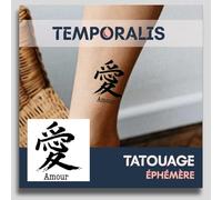 Faux Tatouage ECRITURE - Temporalis® | Tatouage Ephemere Femme et Homme - Cosmétique Certifié UE, Encre Vegan & Waterproof - Dure 1 à 2 semaines [ Tattoo Kanji Amour ]