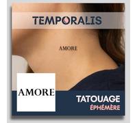 Faux Tatouage ÉCRITURE - Temporalis® | Tatouage Ephemere Femme et Homme - Cosmétique Certifié UE, Encre Vegan & Waterproof - Dure 1 à 2 semaines [ Tattoo AMORE - Petit ]