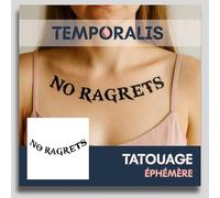 Faux Tatouage ÉCRITURE - Temporalis® | Tatouage Ephemere Femme et Homme - Cosmétique Certifié UE, Encre Vegan & Waterproof - Dure 1 à 2 semaines [ Tattoo NO RAGRETS ]