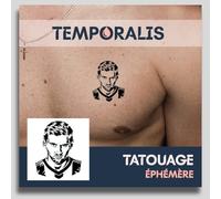 Faux Tatouage FOOTBALL - Temporalis® | Tatouage Ephemere Femme et Homme - Cosmétique Certifié UE, Encre Vegan & Waterproof - Dure 1 à 2 semaines [ Tattoo Portrait de Messi ]