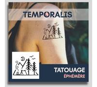 Faux Tatouage Montagne-®Tatouage Ephemere Femme Et Homme-Cosmétique Certifié Ue,Encre Vegan & Waterproof-Dure 1 À 2 Semaines [ Tattoo Camping En Montagne ]