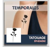 Faux Tatouage ROSE - Temporalis® | Tatouage Ephemere Femme et Homme - Cosmétique Certifié UE, Encre Vegan & Waterproof - Dure 1 à 2 semaines [ Tattoo Silhouette ]