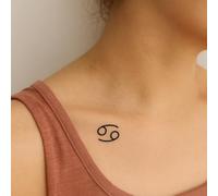 Faux Tatouage SIGNE ASTROLOGIQUE - Temporalis® | Tatouage Ephemere Femme et Homme - Cosmétique Certifié UE, Encre Vegan & Waterproof - Dure 1 à 2 semaines [ Tattoo Cancer - XS ]