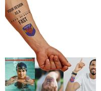 Faux tatouages personnalisés, téléchargez votre propre design, nous expédions le lendemain ! Rapide, sûr, facile. Mariages, fêtes, clubs de natation, clubs de football, etc