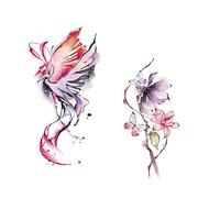 faux tatouages, Tatouages Temporaires, 2 Feuilles Tourtereaux Troncs Jumelés Autocollants De Tatouage Temporaire Style Chinois Couple Fleur Bras Cuisse Encre Faux Tatouages