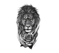Faux tatouages temporaires imperméables, autocollants, corps bête, Lion, loup, fleur, décalcomanies for hommes et femmes, décoration cadeau Arml(Black)