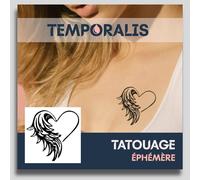 Faux TatouageTatouage Ephemere Femme Et Homme-Cosmétique Certifié Ue,Encre Vegan & Waterproof-Dure 1 À 2 Semaines [ Tattoo Coeur Avec Une Aile ]