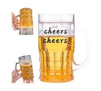 Faux verres à bière, 400 ml, double couche, tasse à bière amusante, grande capacité, fausse tasse à bière double avec poignées, tasse à bière décorative fantaisie pour bars, boissons, farce