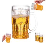 Faux verres à bière, double couche créative drôle, fausse tasse à bière double avec mezzanine, tasse à bière amusante avec poignées, tasses réalistes pour bars boissons