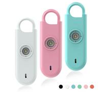Fauxomor Alarme Personnelle Anti Agression 3 Pack-140 DB Porte-Clé Alarme avec Flash LED et Avertisseur de Batterie Faible, Kit d'Auto-Défense pour Femmes, Enfants et Seniors(Blanc+Rose+Bleu)