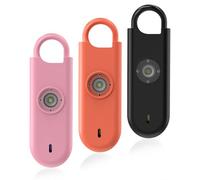 Fauxomor Alarme Personnelle Anti Agression 3 Pack-140 DB Porte-Clé Alarme avec Flash LED et Avertisseur de Batterie Faible, Kit d'Auto-Défense pour Femmes, Enfants et Seniors(Rose+Orange+Noir)
