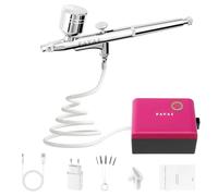 FAVAI Kit Aérographe, Compresseur d’Aérographe Mini Portable Pression Réglable, Rechargeable Haute Précision Compresseur d’Aérographe, Cosmétiques, Stylisme, Peinture (Rose)