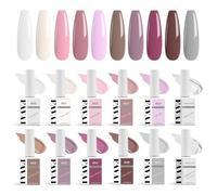 FAVAI Kit Vernis Semi-Permanent Nude 12 Couleurs UV LED 12x15ml | Sans HEMA & TPO,Base & Top Coat Brillant, Stickers Numéros, Haute Pigmentation, French Manucure