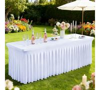 FAVE Lot de 2 Nappes Rectangulaires Blanc 183 cm, Ajustée | Nappes Ajustées pour Fête de Printemps, Extérieur, Mariage et Banquet, Blanc, 76x183 cm