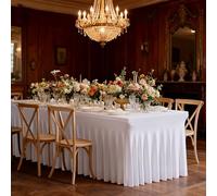 FAVE Lot de 4 Nappes Rectangulaires Blanc 183 cm, Ajustée | Nappes Ajustées pour Fête de Printemps, Extérieur, Mariage et Banquet, Blanc, 76x183 cm