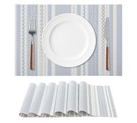 FAVE Sets de Table Bleu Bohème - Lot de 4 en Vinyle Tissé Résistant - Imperméables, Lavables et Résistants à la Chaleur - pour Repas, Fêtes, Mariages & Banquets