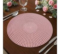FAVE Sets de Table Ronds Lot de 6 en Vinyle Doré à Cœurs Roses Découpés, 38 cm, Lavables pour Repas, Fêtes, Réceptions et Maison