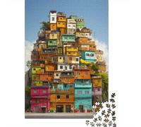 Favela Brésilienne Colorée Puzzle 1000 Pièces Adultes Maisons dans Les Bidonvilles Divertissement Créatif Challenge Puzzle De Qualité Supérieure Aide À La Relaxation Multi Colour 1000pcs (75x50cm)
